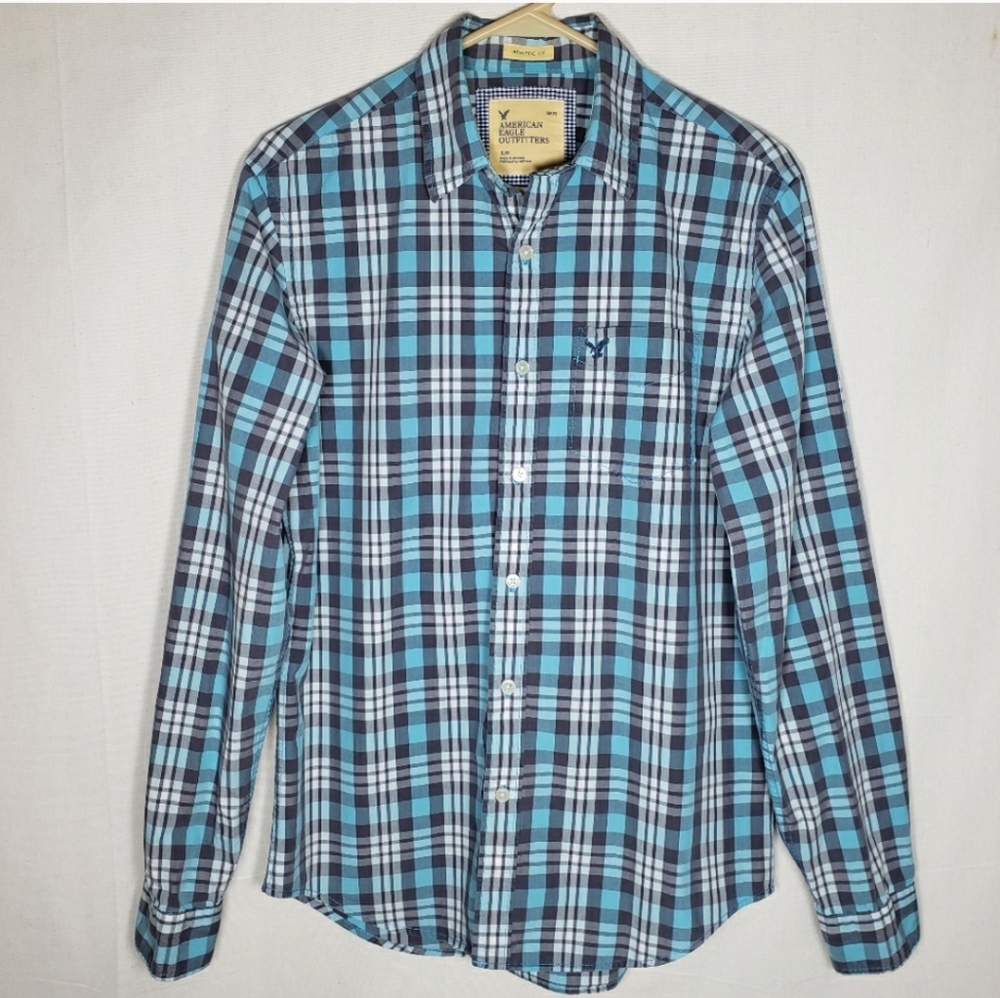 American Eagle Outfitters blue plaid button up S small
